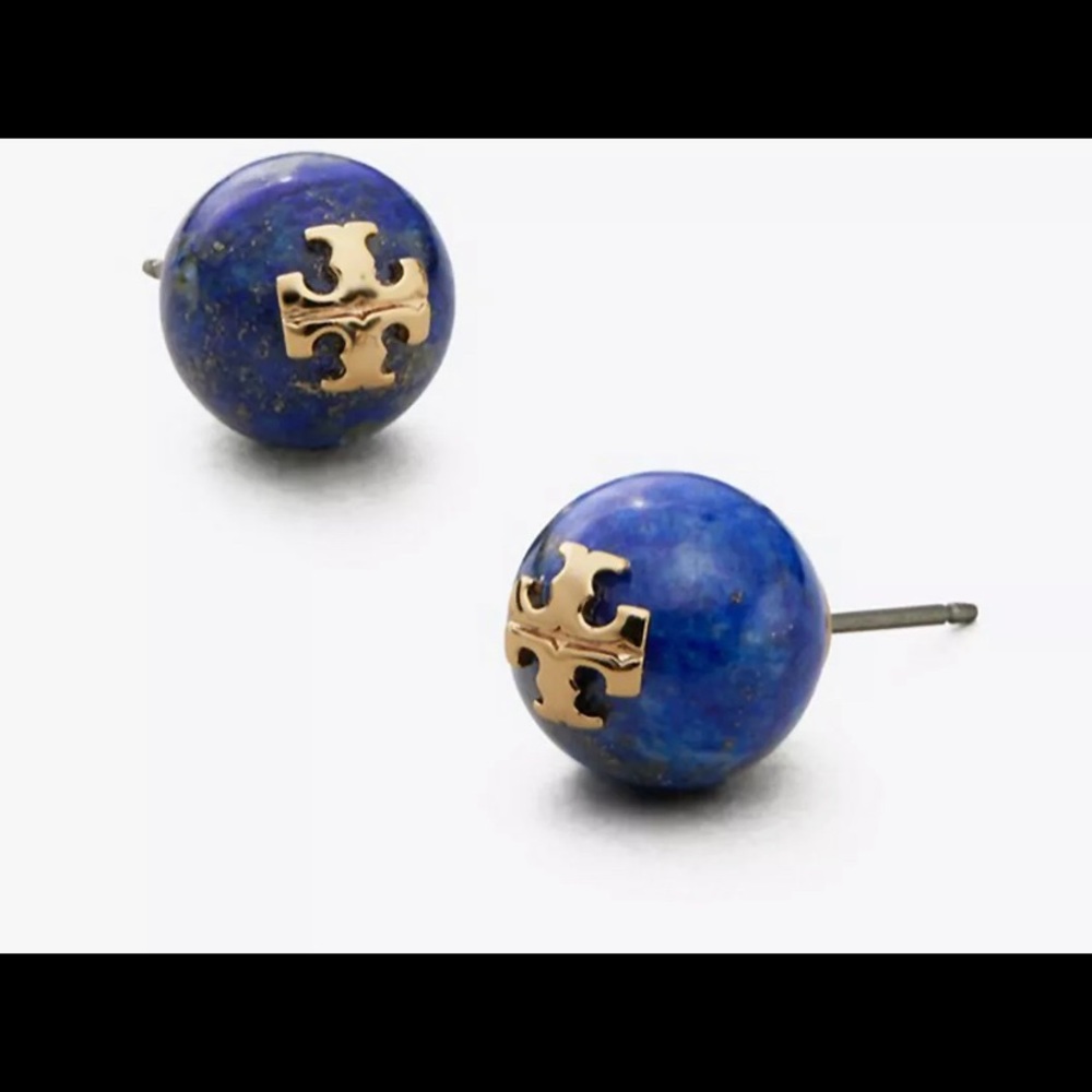Authentic Tory Burch blue pearl stud earrings